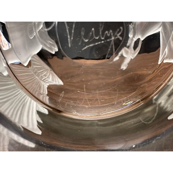 Vintage Verlys Crystal Glass Vase Raised Seasons SPRING Signed Carl Schmitz 1940 - Picture 8 of 13